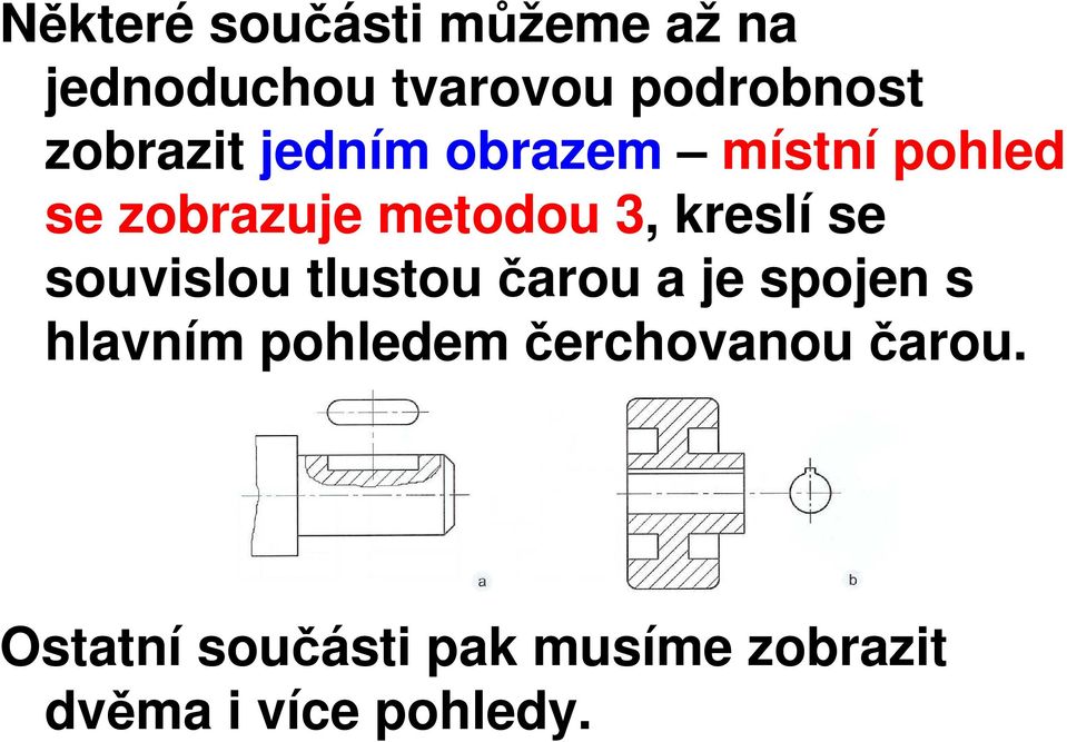 kreslí se souvislou tlustou čarou a je spojen s hlavním pohledem