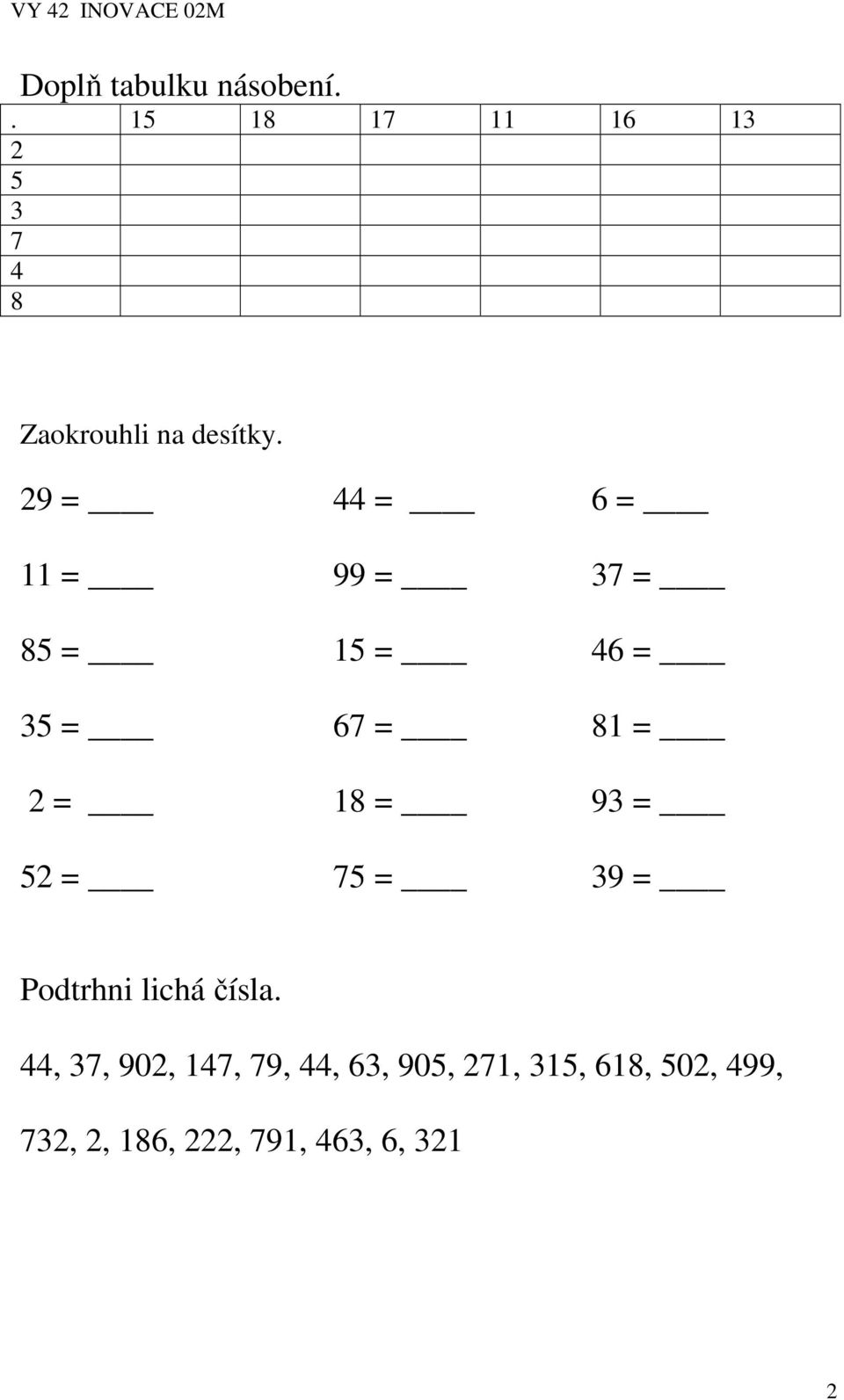 29 = 44 = 6 = 11 = 99 = 37 = 85 = 15 = 46 = 35 = 67 = 81 = 2 = 18 = 93