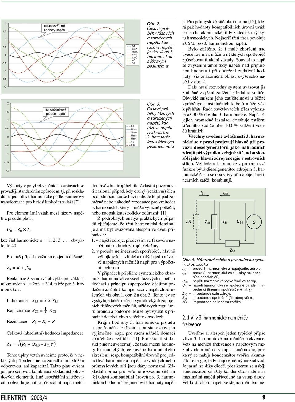 .. obvykle do 40 Pro náš případ uvažujeme zjednodušeně: Z n = R + jx n oblast zvýšené hodnoty napětí Reaktance X se udává obvykle pro základní kmitočet ω 1 = 2πf 1 = 314, takže pro 3.