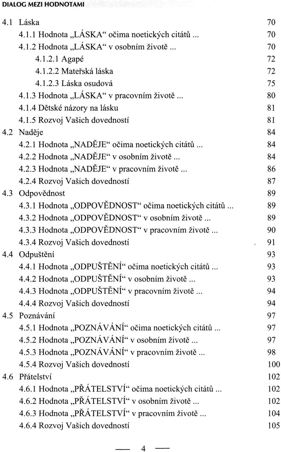 .. 84 4.2.3 Hodnota NADĚJE" v pracovním životě... 86 4.2.4 Rozvoj Vašich dovedností 87 4.3 Odpovědnost 89 4.3.1 Hodnota ODPOVĚDNOST" očima noetických citátů... 89 4.3.2 Hodnota ODPOVĚDNOST" v osobním životě.