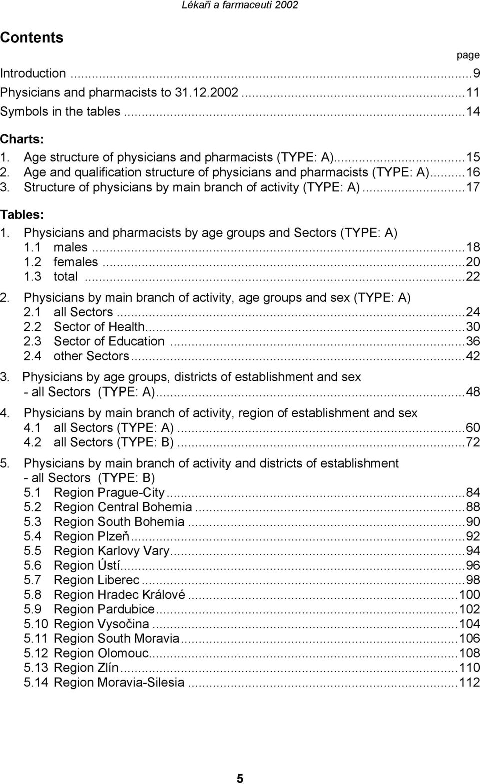 Physicians and pharmacists by age groups and Sectors (TYPE: A) 1.1 males...18 1.2 females...20 1.3 total...22 2. Physicians by main branch of activity, age groups and sex (TYPE: A) 2.1 all Sectors.
