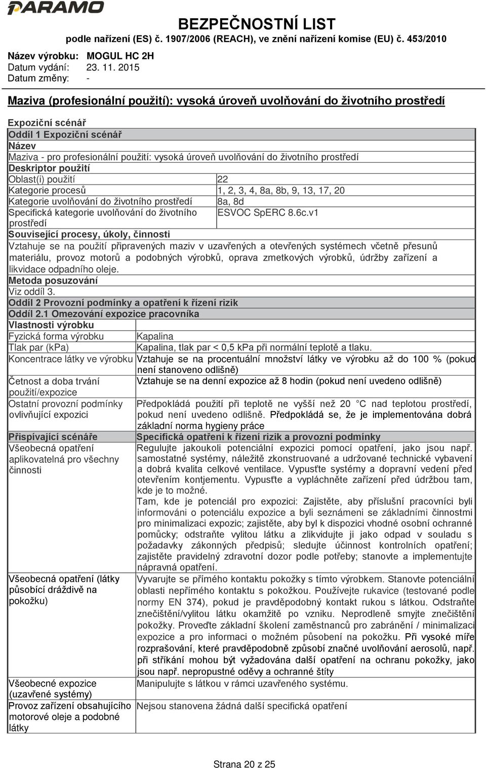 životního ESVOC SpERC 8.6c.