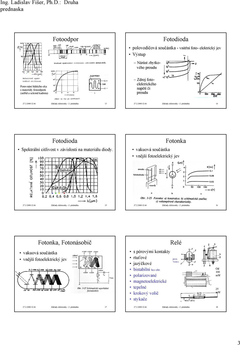 Fotonka vakuová součástka vnější fotoelektrický jev.... 27.2.2008 12:46 Základy elektroniky - 2.