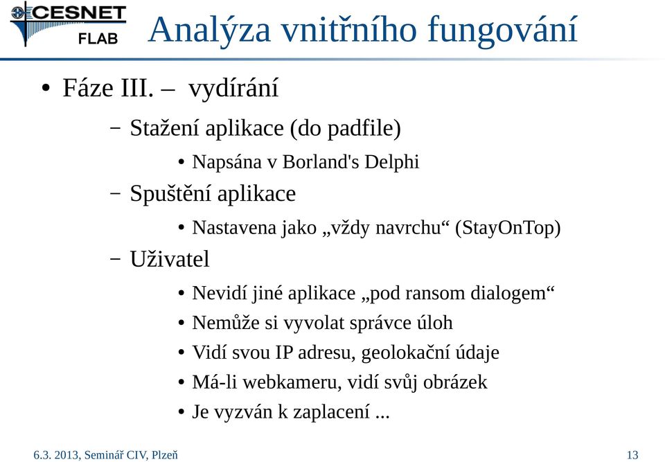 Nastavena jako vždy navrchu (StayOnTop) Uživatel Nevidí jiné aplikace pod ransom