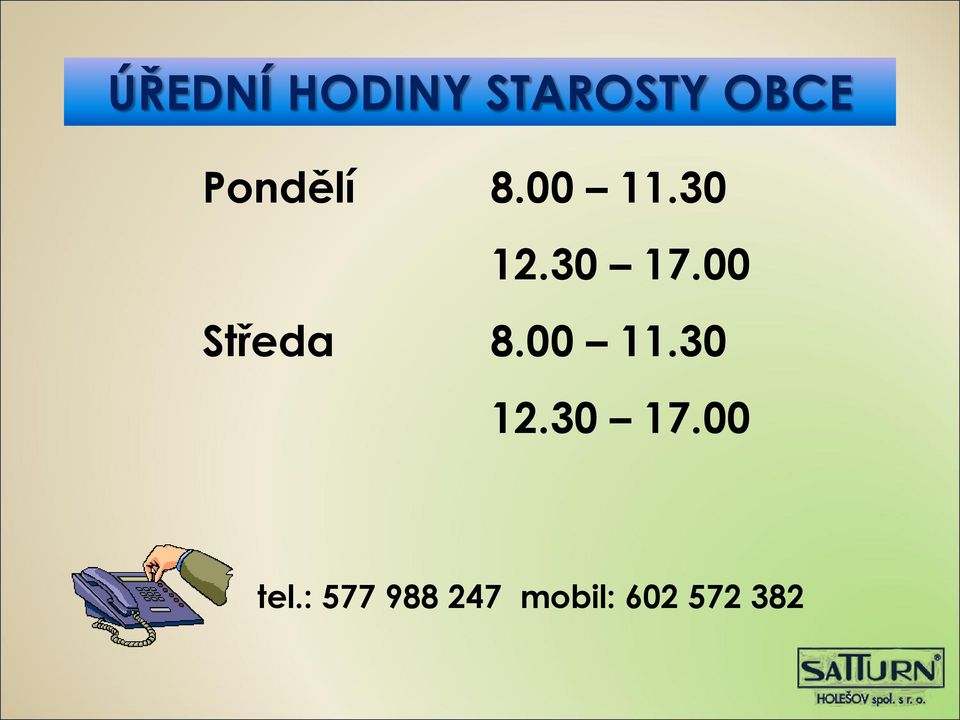 00 Středa 8.00 11.30 12.30 17.