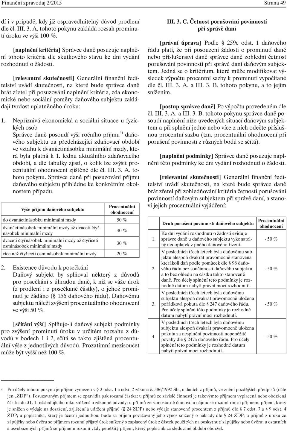 [relevantní skutečnosti] Generální finanční ředitelství uvádí skutečnosti, na které bude správce daně brát zřetel při posuzování naplnění kritéria, zda ekonomické nebo sociální poměry daňového