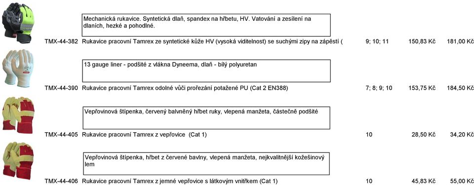 polyuretan TMX-44-390 Rukavice pracovní Tamrex odolné vůči prořezání potažené PU (Cat 2 EN388) 7; 8; 9; 10 153,75 Kč 184,50 Kč Vepřovinová štípenka, červený balvněný hřbet ruky, vlepená manžeta,