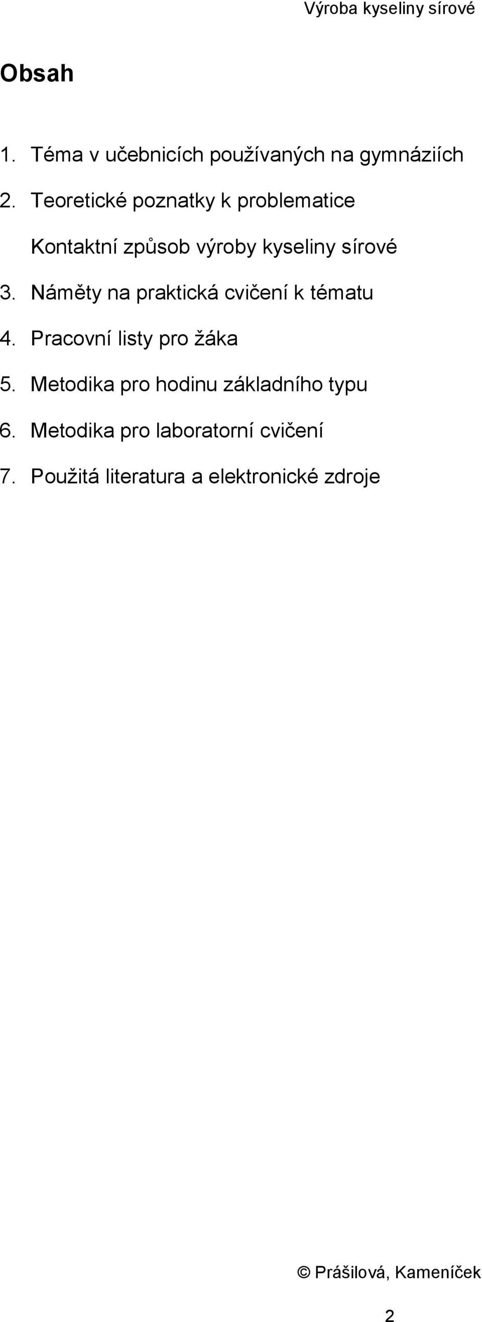 Náměty na praktická cvičení k tématu 4. Pracovní listy pro žáka 5.