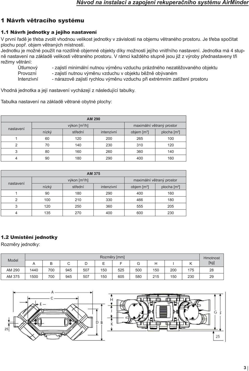 Jednotku je možné použít na rozdíln objemné objekty díky možnosti jejího vnit ního nastavení. Jednotka má 4 stupn nastavení na základ velikosti v traného prostoru.