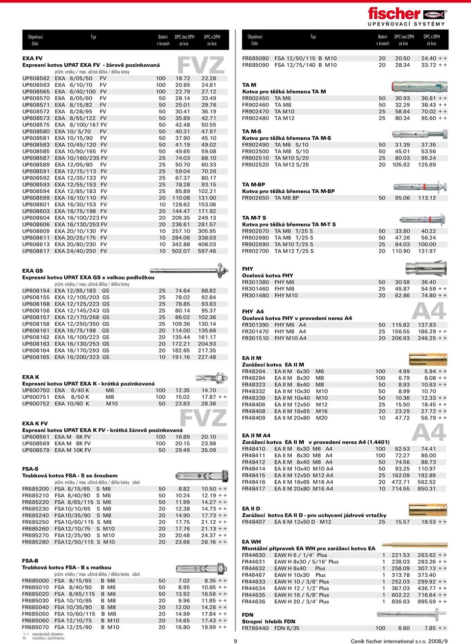 71 UP608575 EXA 8/100/167 FV 50 42.48 50.55 UP608580 EXA 10/ 5/70 FV 50 40.31 47.97 UP608581 EXA 10/15/90 FV 50 37.90 45.10 UP608583 EXA 10/45/120 FV 50 41.19 49.02 UP608585 EXA 10/90/165 FV 50 49.