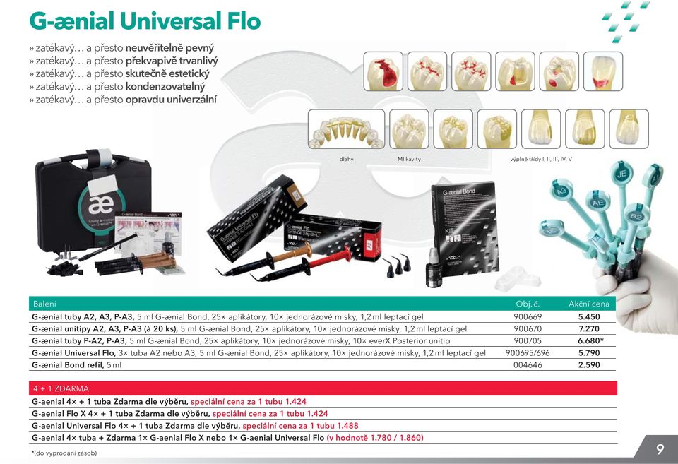 450 Gænial unitipy A2, A3, PA3 (à 20 ks), 5 ml Gænial Bond, 25 aplikátory, 10 jednorázové misky, 1,2 ml leptací gel 900670 7.