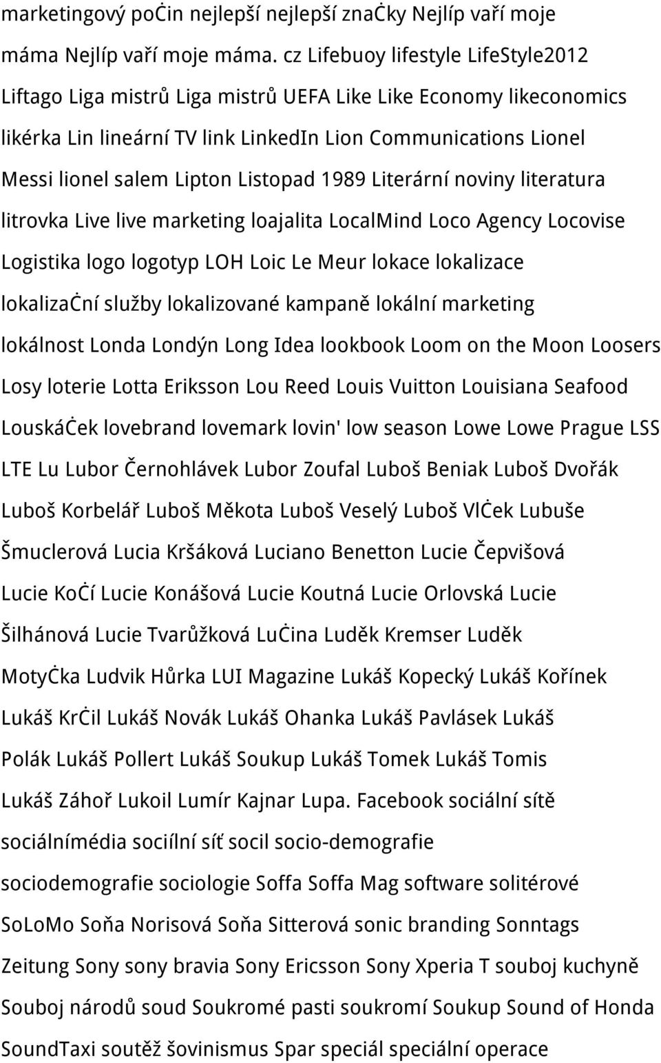 Listopad 1989 Literární noviny literatura litrovka Live live marketing loajalita LocalMind Loco Agency Locovise Logistika logo logotyp LOH Loic Le Meur lokace lokalizace lokalizační služby