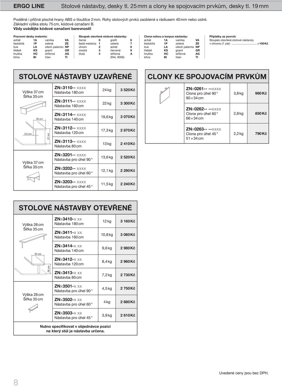 otevřené stolové nástavby v chromu (1 pár).