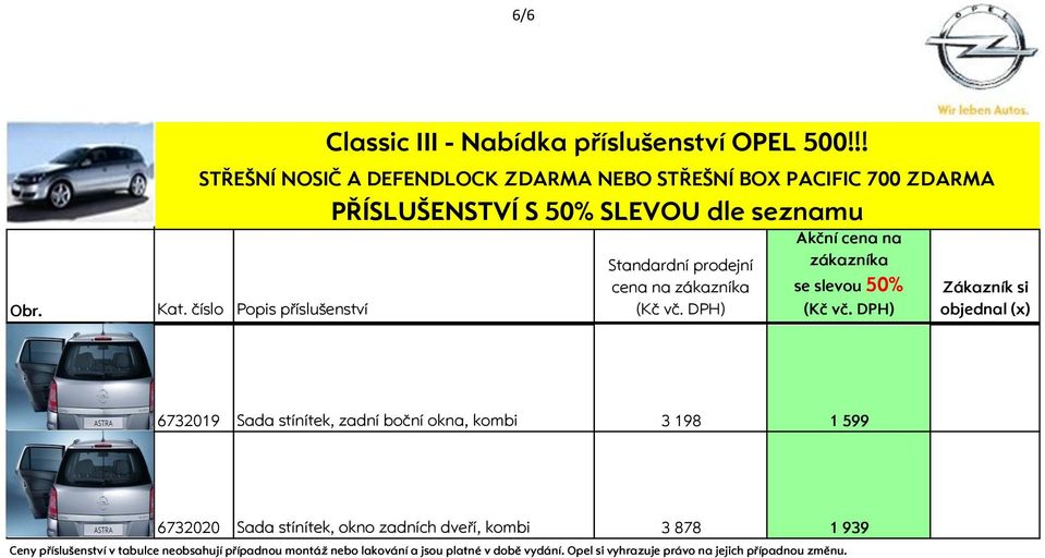 příslušenství v tabulce neobsahují případnou montáž nebo lakování a