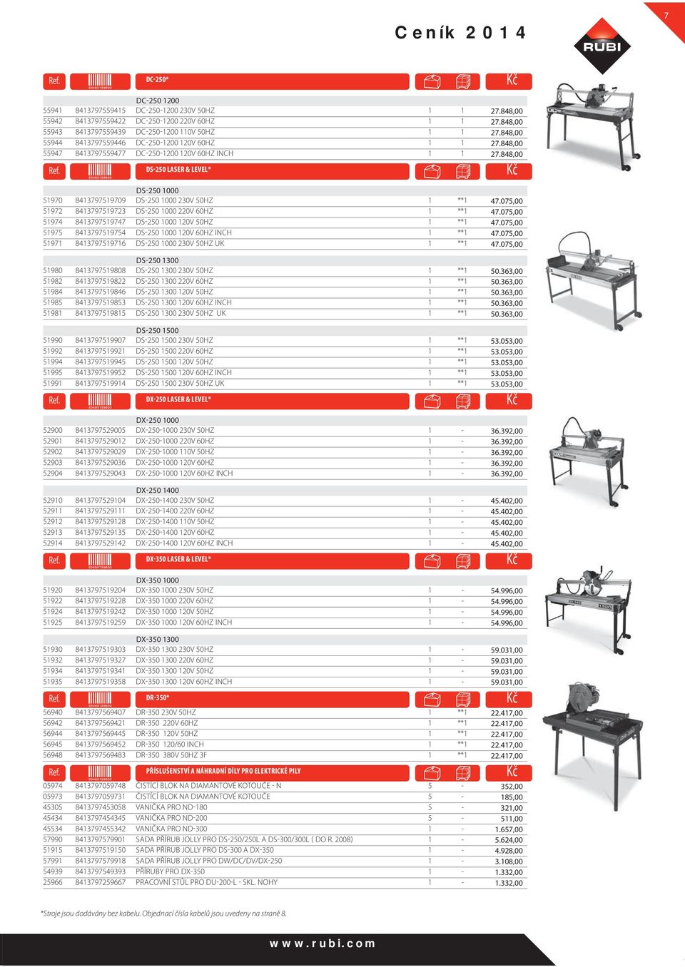 848,00 DS-250 LASER & LEVEL* DS-250 1000 51970 8413797519709 DS-250 1000 230V 50HZ 1 **1 47.075,00 51972 8413797519723 DS-250 1000 220V 60HZ 1 **1 47.