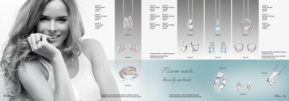 perlou rhodium-plated silver jewelry with fresh water pearl Z14-49 / E Z14-50 / E Z14-51 / E rhodiované stříbro s kubickým zirkonem a modrým topazem rhodium-plated silver jewelry with cubic zirconia
