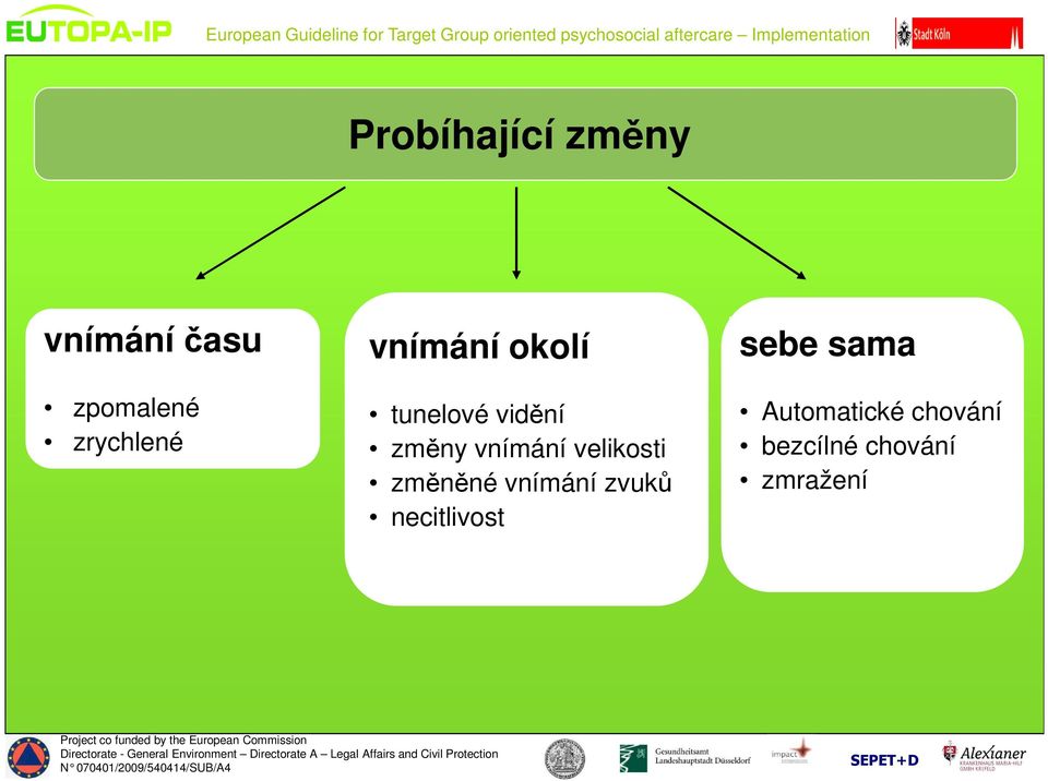 změny vnímání velikosti změněné vnímání zvuků