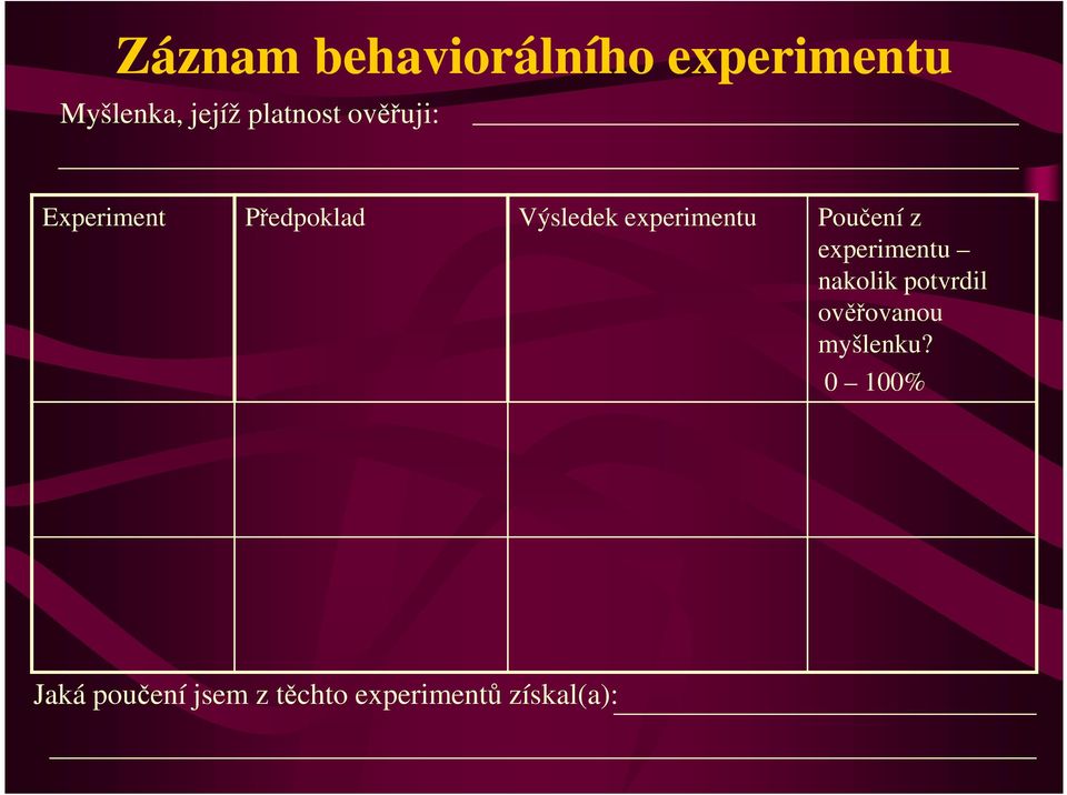 experimentu Poučení z experimentu nakolik potvrdil