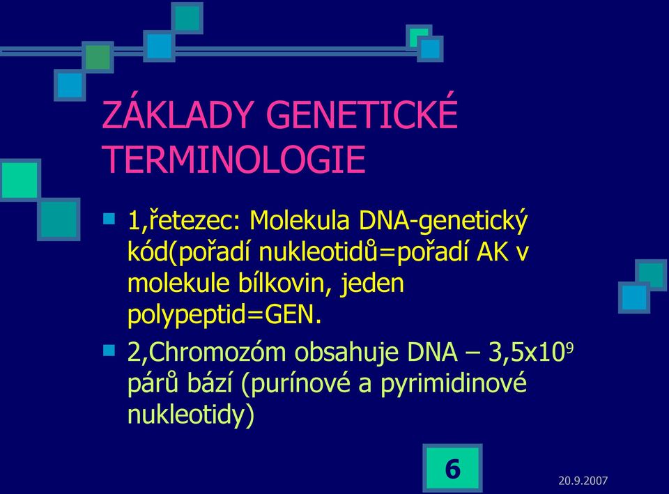 molekule bílkovin, jeden polypeptid=gen.