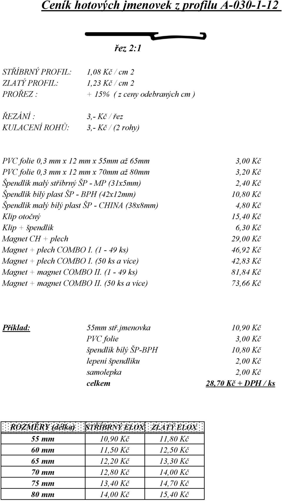 CHINA (38x8mm) Klip otočný Klip + špendlík Magnet CH + plech Magnet + plech COMBO I. (1-49 ks) Magnet + plech COMBO I. (50 ks a více) Magnet + magnet COMBO II. (1-49 ks) Magnet + magnet COMBO II.