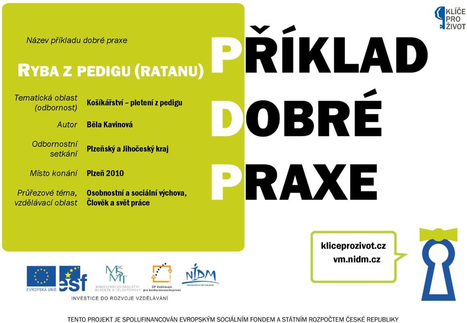 Kavinová Plzeňský a Jihočeský kraj Místo konání Plzeň 2010 Průřezové téma,
