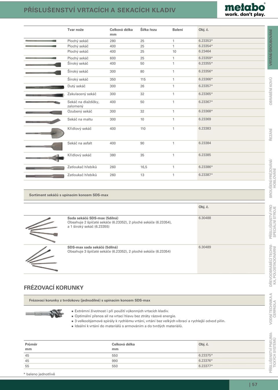 23367* zalomený Ozubený sekáč 300 32 1 6.23368* Sekáč na maltu 300 10 1 6.23369 Křídlový sekáč 400 110 1 6.23383 Sekáč na asfalt 400 90 1 6.