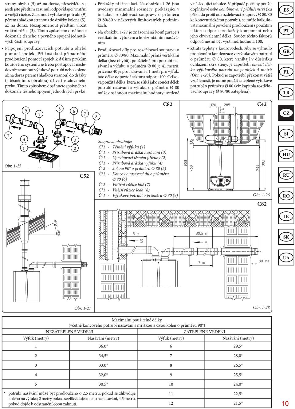 Při instalaci případného prodloužení pomocí spojek k dalším prvkům kouřového systému je třeba postupovat následovně: zasunout výfukové potrubí nebo koleno až na doraz perem (hladkou stranou) do