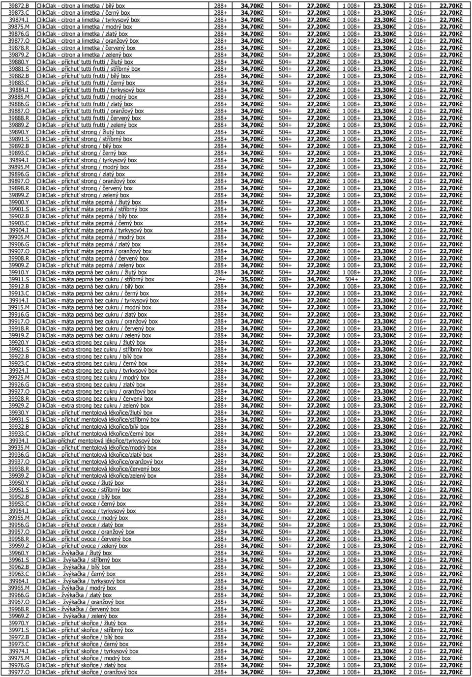 I ClikClak - citron a limetka / tyrkysový box 288+ 34,70Kč 504+ 27,20Kč 1 008+ 23,30Kč 2 016+ 22,70Kč 39875.