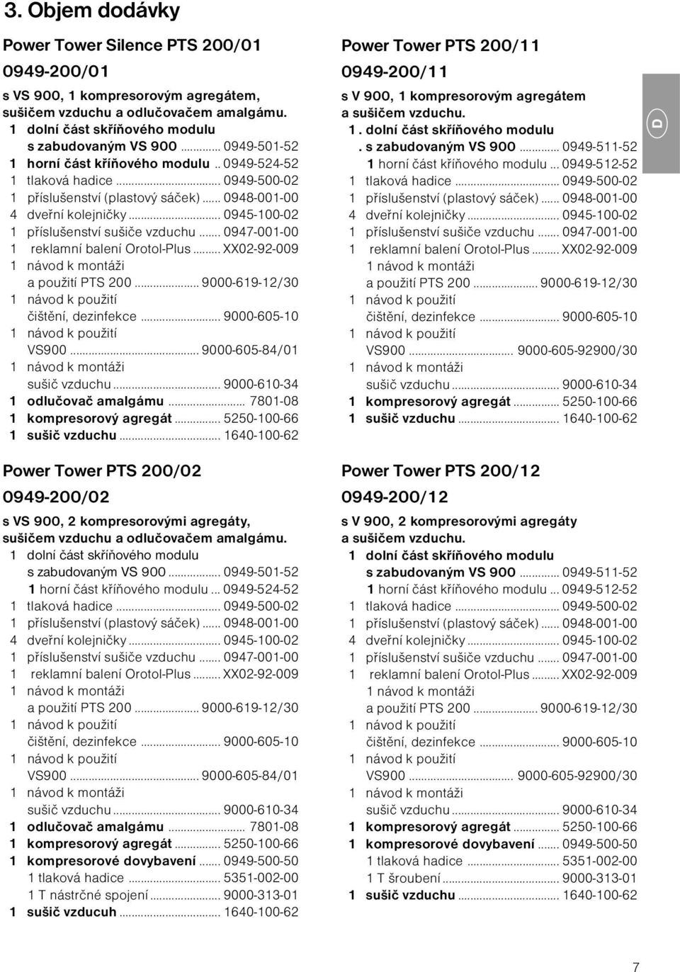 .. 097-00-00 reklamní balení Orotol-Plus... XX0-9-009 návod k montáži a použití PTS 00... 9000-69-/0 návod k použití čištění, dezinfekce... 9000-605-0 návod k použití VS900.