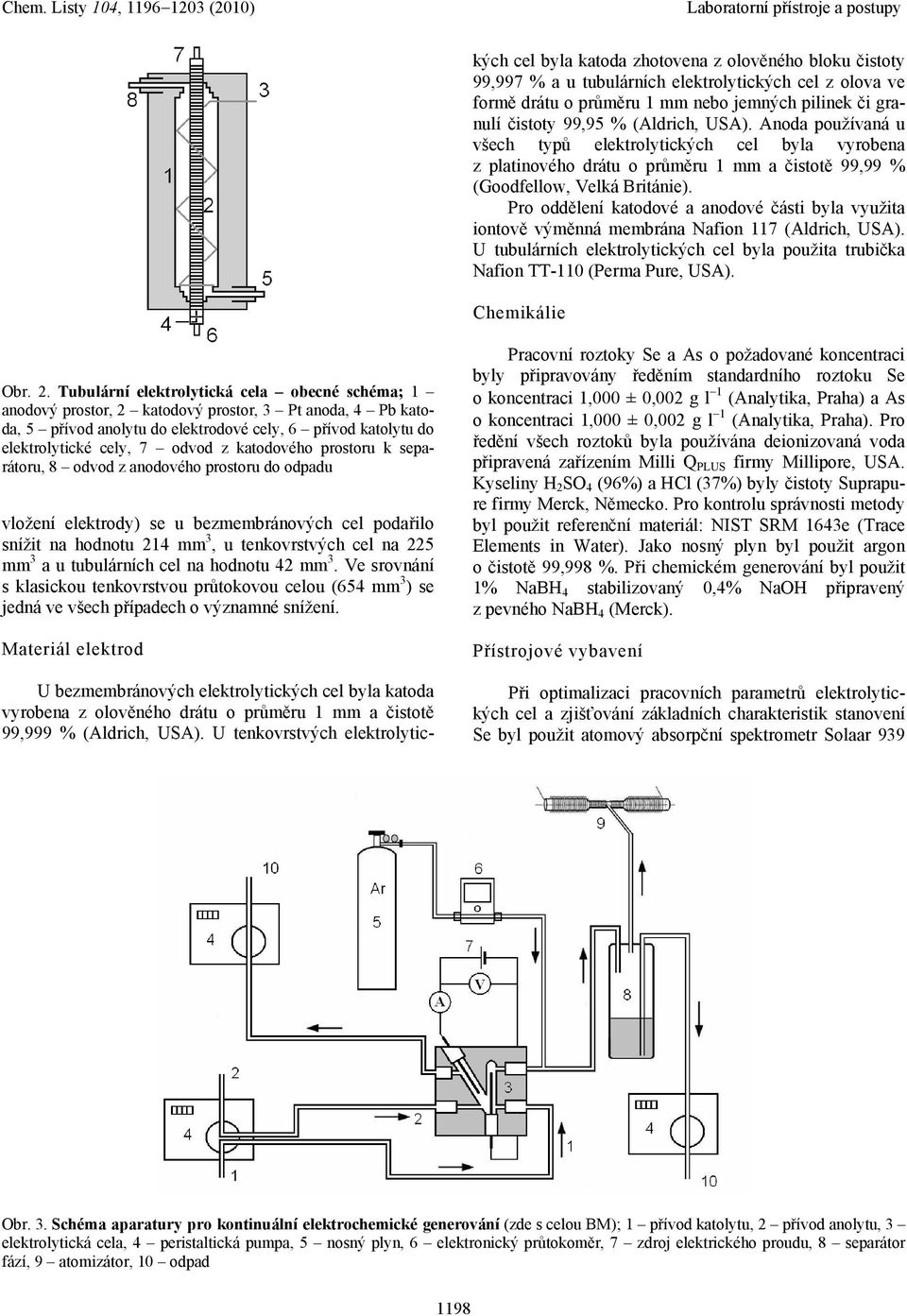 granulí čistoty 99,95 % (Aldrich, USA). Anoda používaná u všech typů elektrolytických cel byla vyrobena z platinového drátu o průměru 1 mm a čistotě 99,99 % (Goodfellow, Velká Británie).