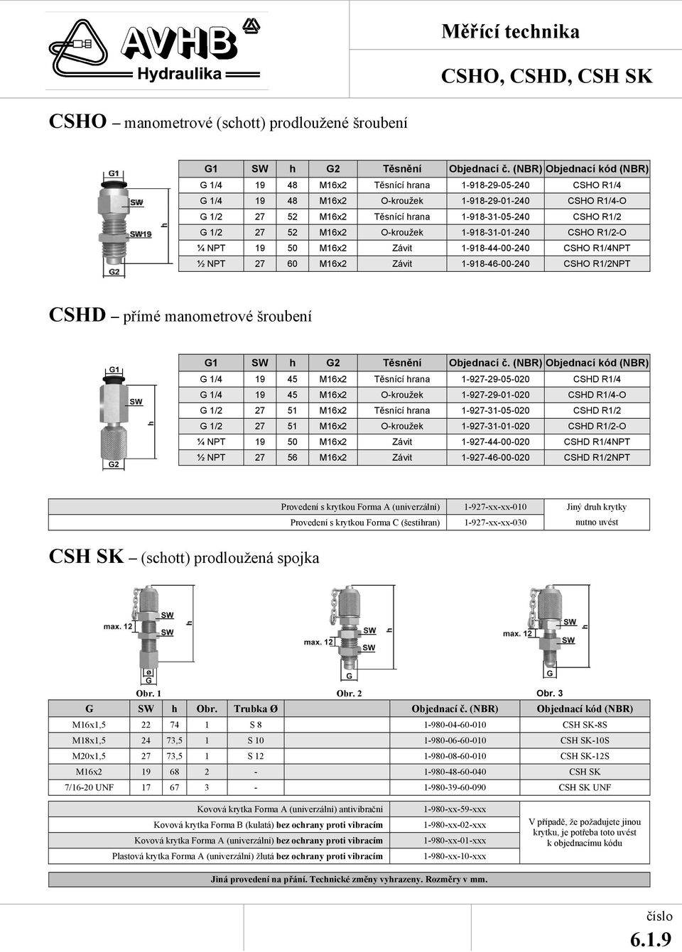 1-918-31-01-240 O R1/2-O ¼ NPT 19 50 Závit 1-918-44-00-240 O R1/4NPT ½ NPT 27 60 Závit 1-918-46-00-240 O R1/2NPT D přímé manometrové šroubení G1 SW h G2 Těsnění Objednací č.