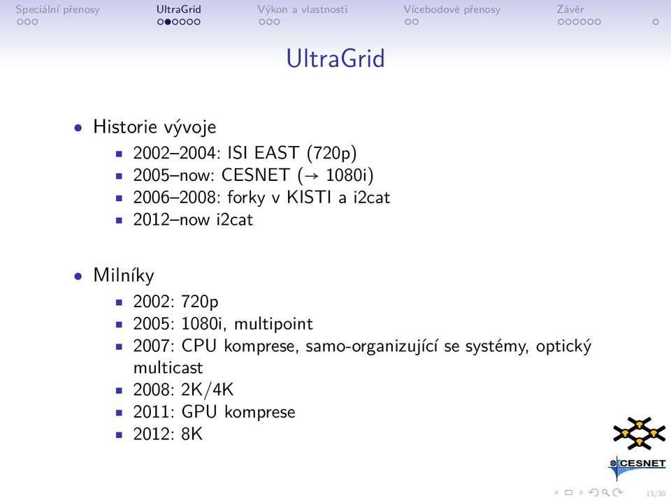 720p 2005: 1080i, multipoint 2007: CPU komprese, samo-organizující se