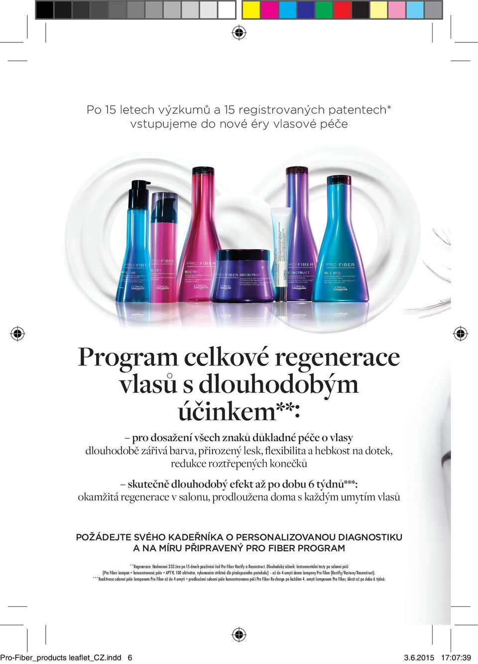 každým umytím vlasů POŽÁDEJTE SVÉHO KADEŘNÍKA O PERSONALIZOVANOU DIAGNOSTIKU A NA MÍRU PŘIPRAVENÝ PRO FIBER PROGRAM **Regenerace: Hodnocení 333 žen po 15 dnech používání řad Pro Fiber Rectify a
