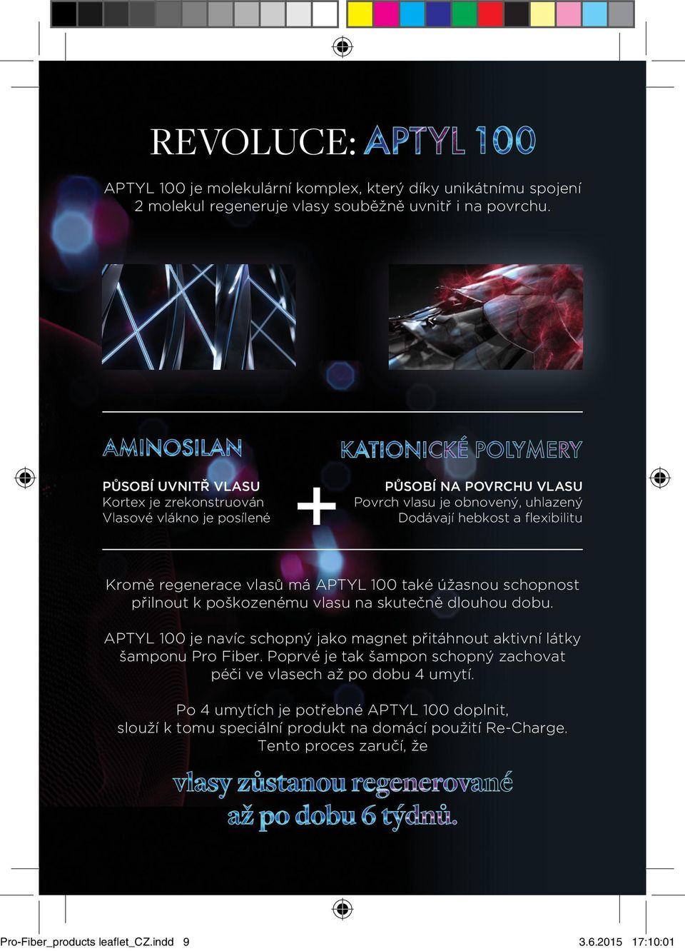 má APTYL 100 také úžasnou schopnost přilnout k poškozenému vlasu na skutečně dlouhou dobu. APTYL 100 je navíc schopný jako magnet přitáhnout aktivní látky šamponu Pro Fiber.