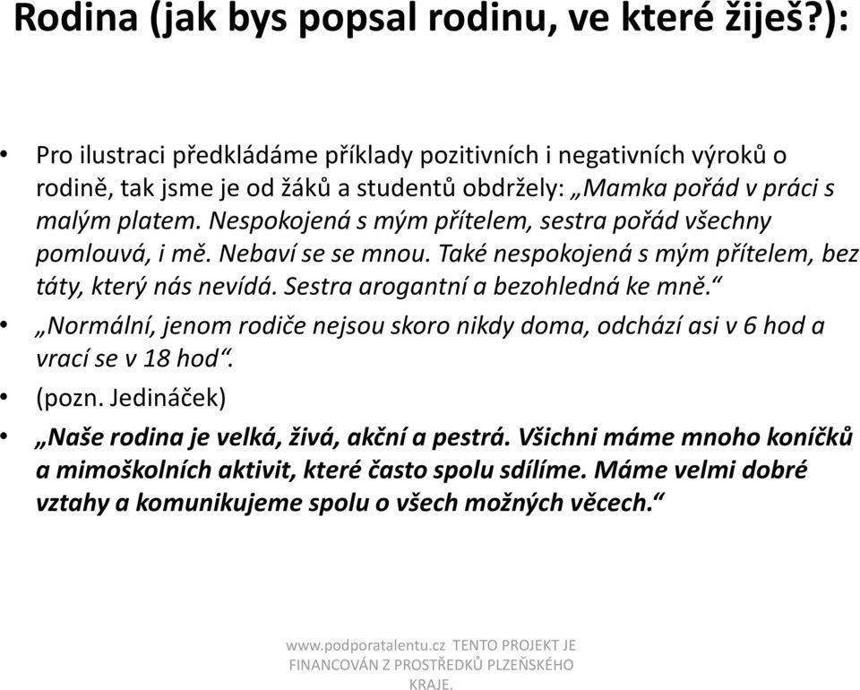 Nespokojená s mým přítelem, sestra pořád všechny pomlouvá, i mě. Nebaví se se mnou. Také nespokojená s mým přítelem, bez táty, který nás nevídá.