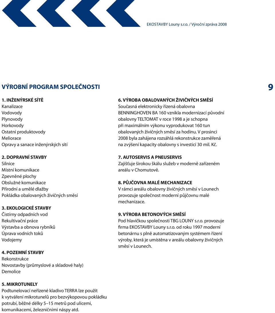 DOPRAVNÍ STAVBY Silnice Místní komunikace Zpevněné plochy Obslužné komunikace Přírodní a umělé dlažby Pokládka obalovaných živičných směsí 3.