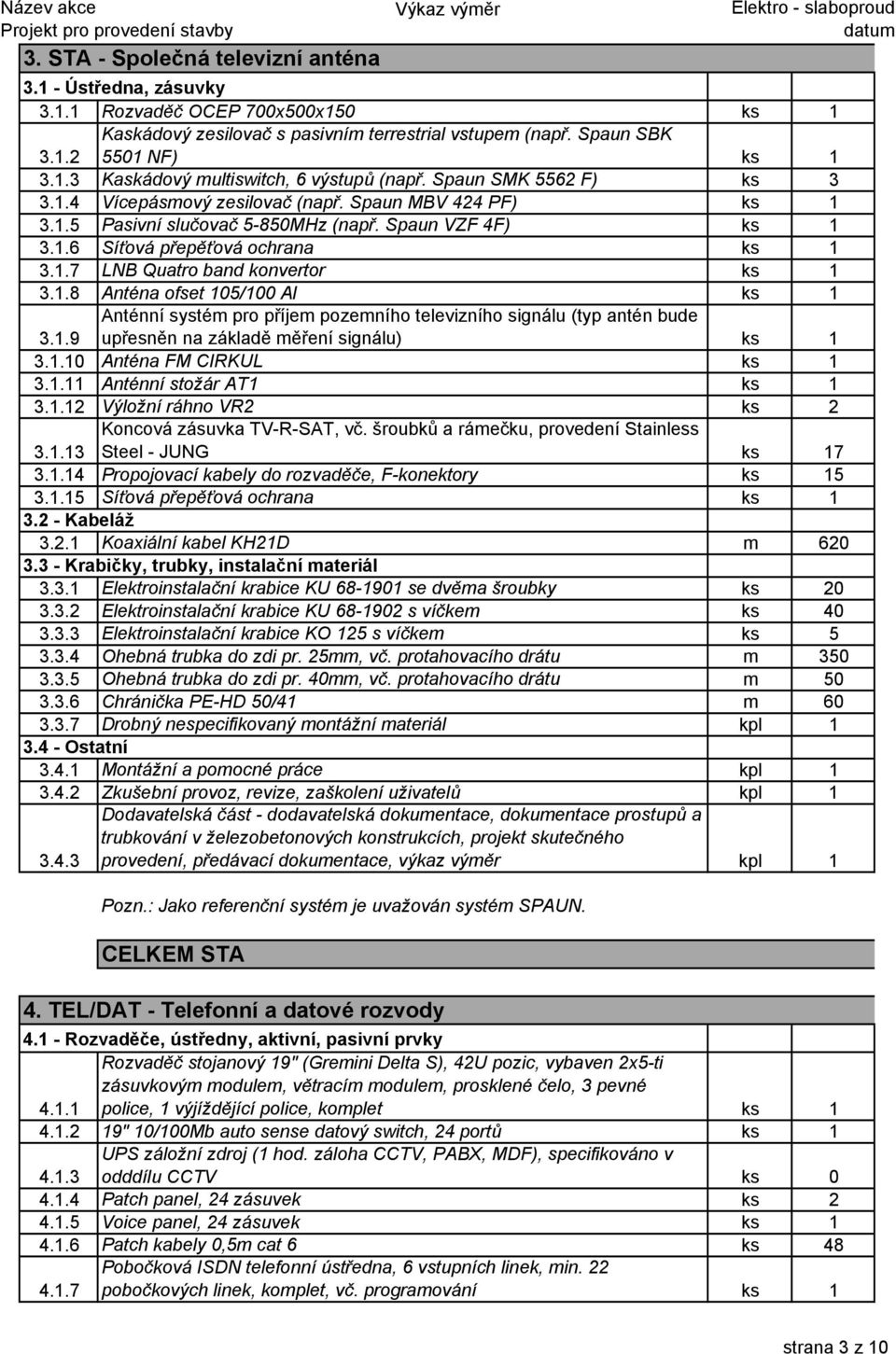 1.8 Anténa ofset 105/100 Al ks 1 Anténní systém pro příjem pozemního televizního signálu (typ antén bude 3.1.9 upřesněn na základě měření signálu) ks 1 3.1.10 Anténa FM CIRKUL ks 1 3.1.11 Anténní stožár AT1 ks 1 3.