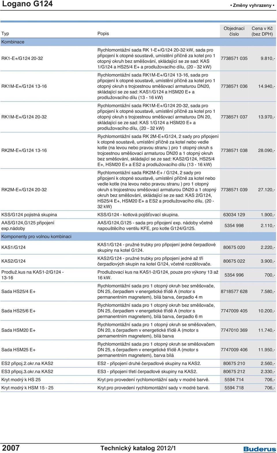 810,- 1/G124 a HS25/4 E+ a prodlužovacího dílu, (20-32 kw) RK1M-E+/G124 13-16 Rychlomontážní sada RK1M-E+/G124 13-16, sada pro připojení k otopné soustavě, umístění příčně za kotel pro 1 otopný okruh