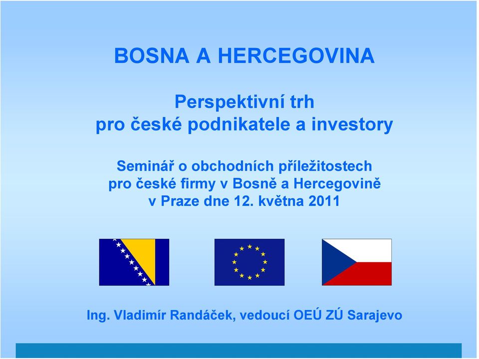 příležitostech pro české firmy v Bosně a Hercegovině v