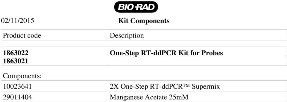Probes 1863021 Components: 10023641 2X
