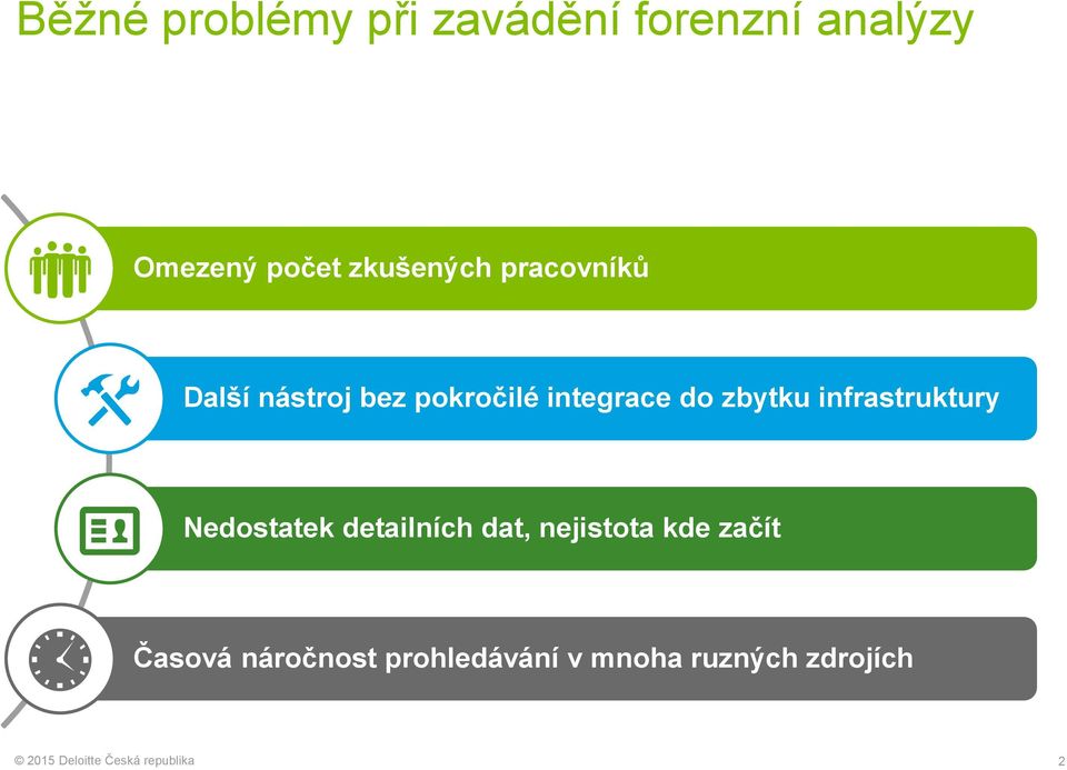 zbytku infrastruktury Nedostatek detailních dat, nejistota