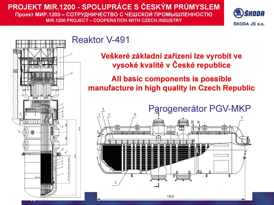 1200 PROJECT COOPERATION WITH CZECH INDUSTRY Reaktor V-491 Veškeré základní zařízení