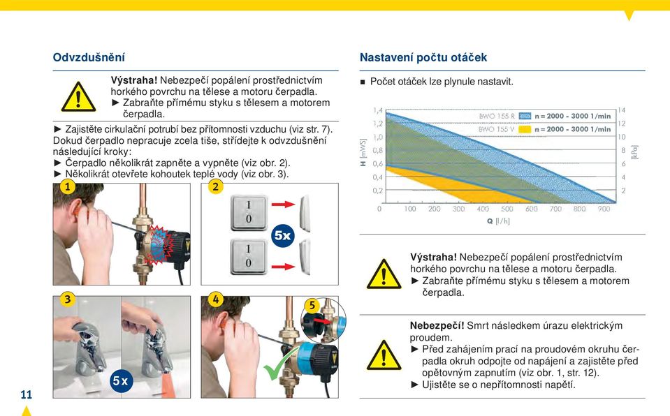 Několikrát otevřete kohoutek teplé vody (viz obr. 3). 1 2 Počet otáček lze plynule nastavit.