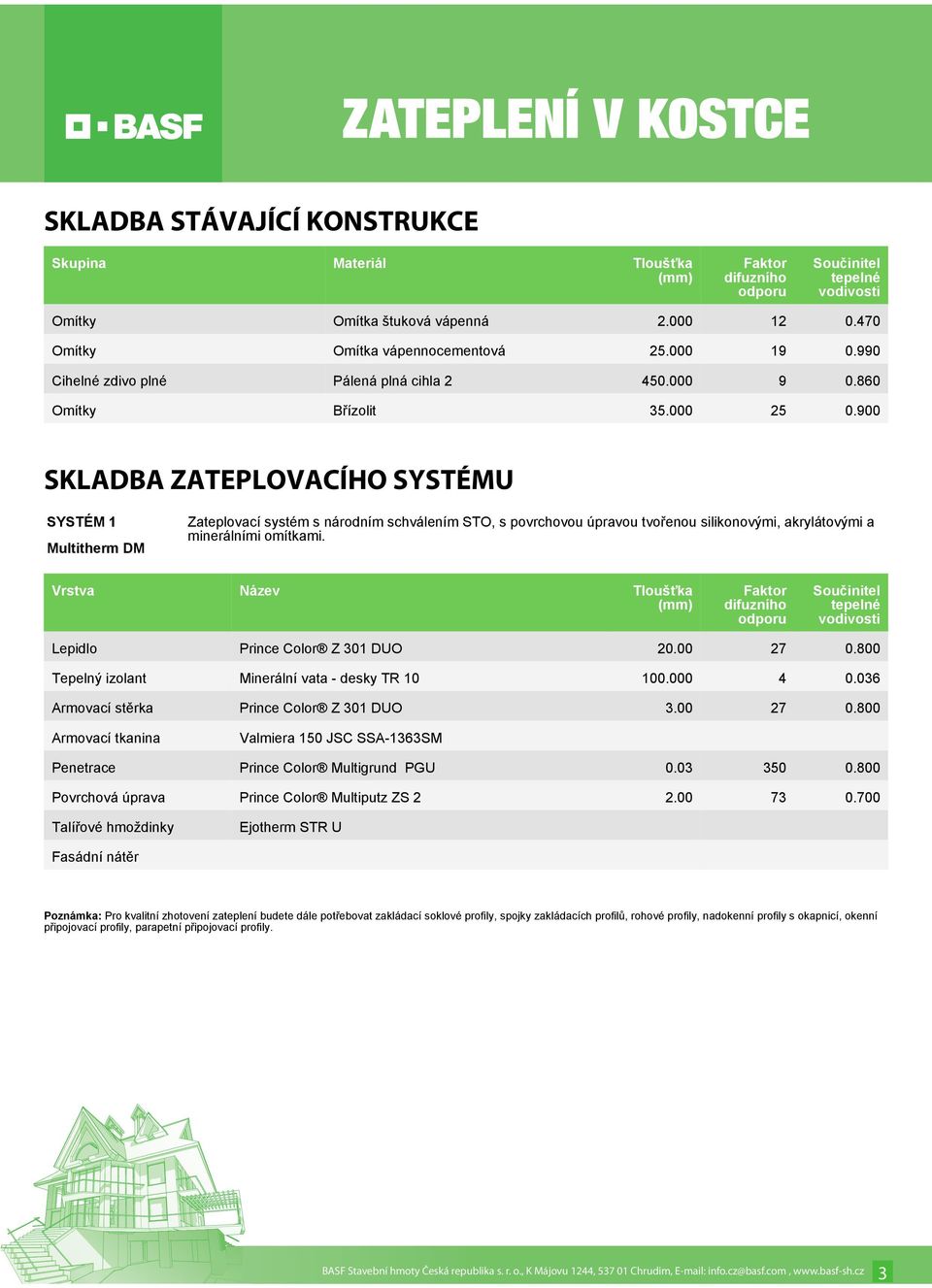 900 SKLADBA ZATEPLOVACÍHO SYSTÉMU SYSTÉM 1 Multitherm DM Zateplovací systém s národním schválením STO, s povrchovou úpravou tvořenou silikonovými, akrylátovými a minerálními omítkami.