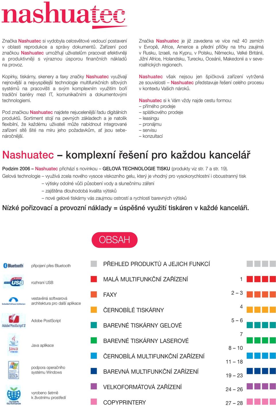 Kopírky, tiskárny, skenery a faxy znaãky Nashuatec vyuïívají nejnovûj í a nejvyspûlej í technologie multifunkãních síèov ch systémû na pracovi ti a sv m komplexním vyuïitím bofií tradiãní bariéry