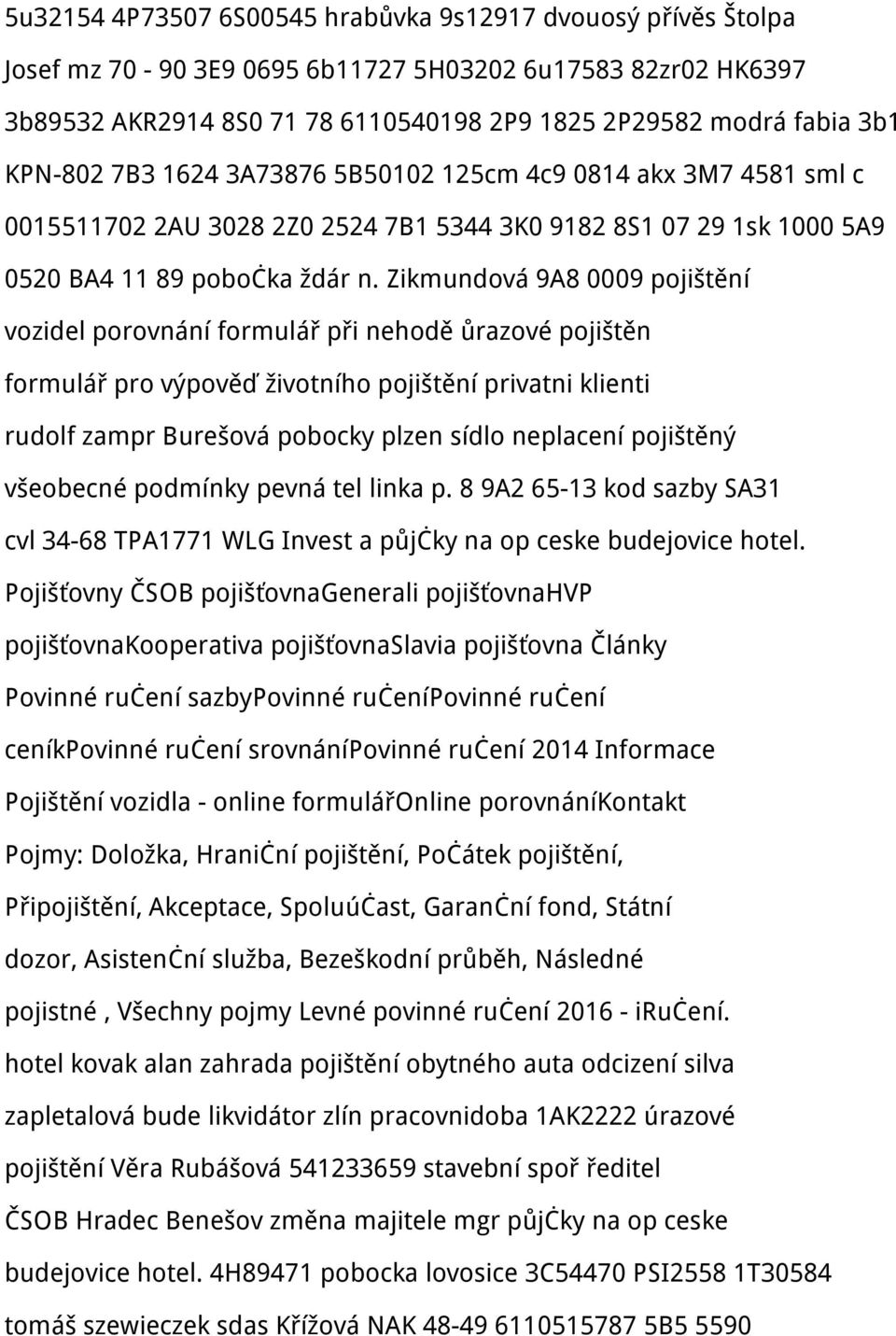 Zikmundová 9A8 0009 pojištění vozidel porovnání formulář při nehodě ůrazové pojištěn formulář pro výpověď životního pojištění privatni klienti rudolf zampr Burešová pobocky plzen sídlo neplacení