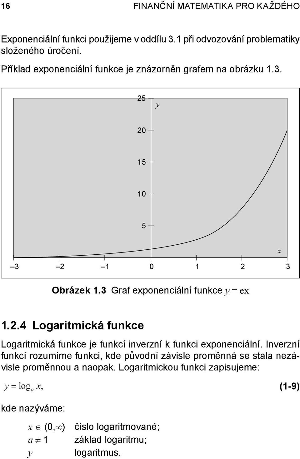 2.4 Logaritmická funkce Logaritmická funkce je funkcí inverzní k funkci exponenciální.
