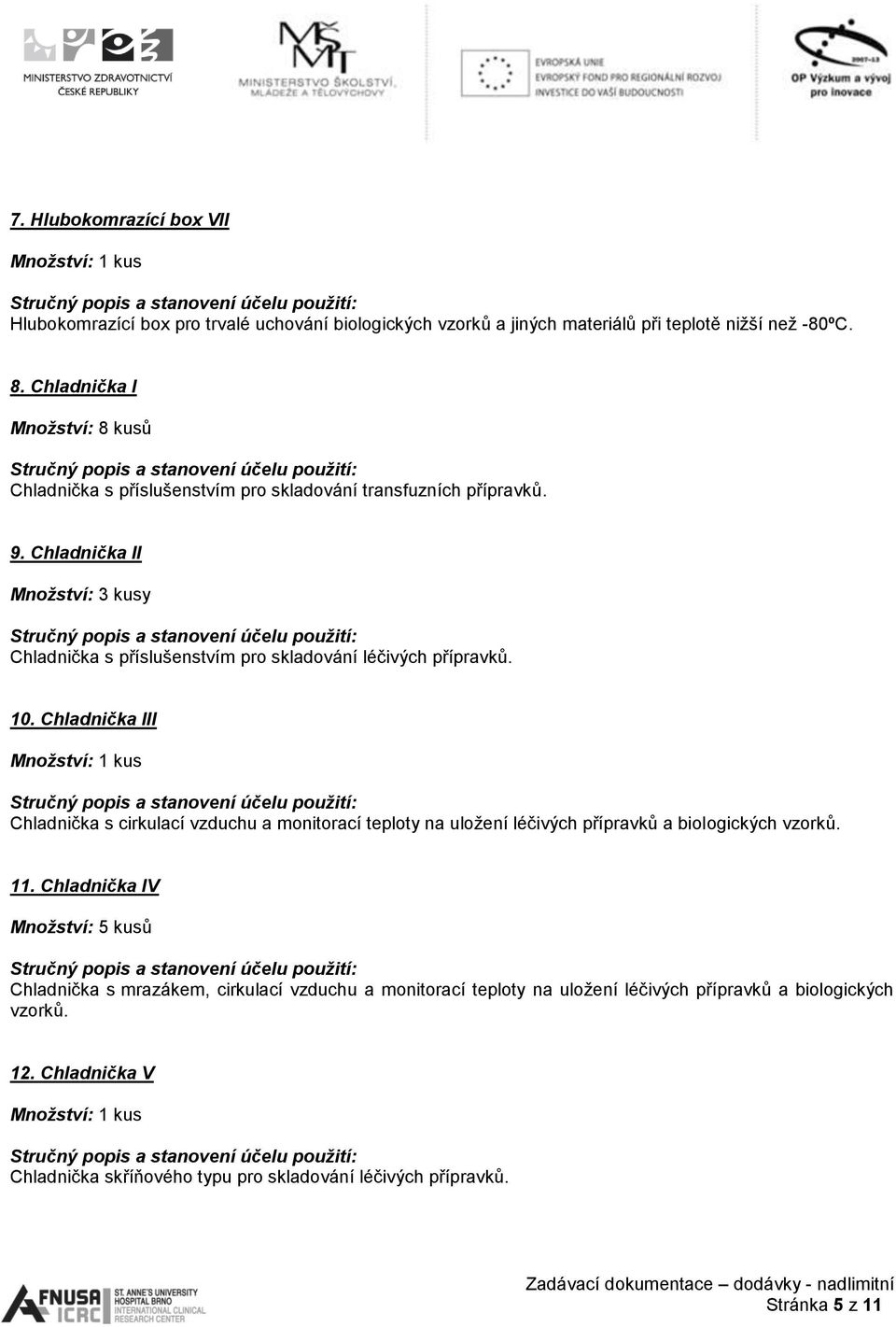 Chladnička III Chladnička s cirkulací vzduchu a monitorací teploty na uložení léčivých přípravků a biologických vzorků. 11.
