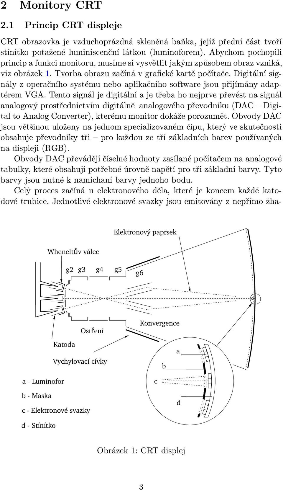 Abychom pochopili princip a funkci monitoru, musíme si vysvětlit jakým způsobem obraz vzniká, viz obrázek 1. Tvorba obrazu začíná v grafické kartě počítače.