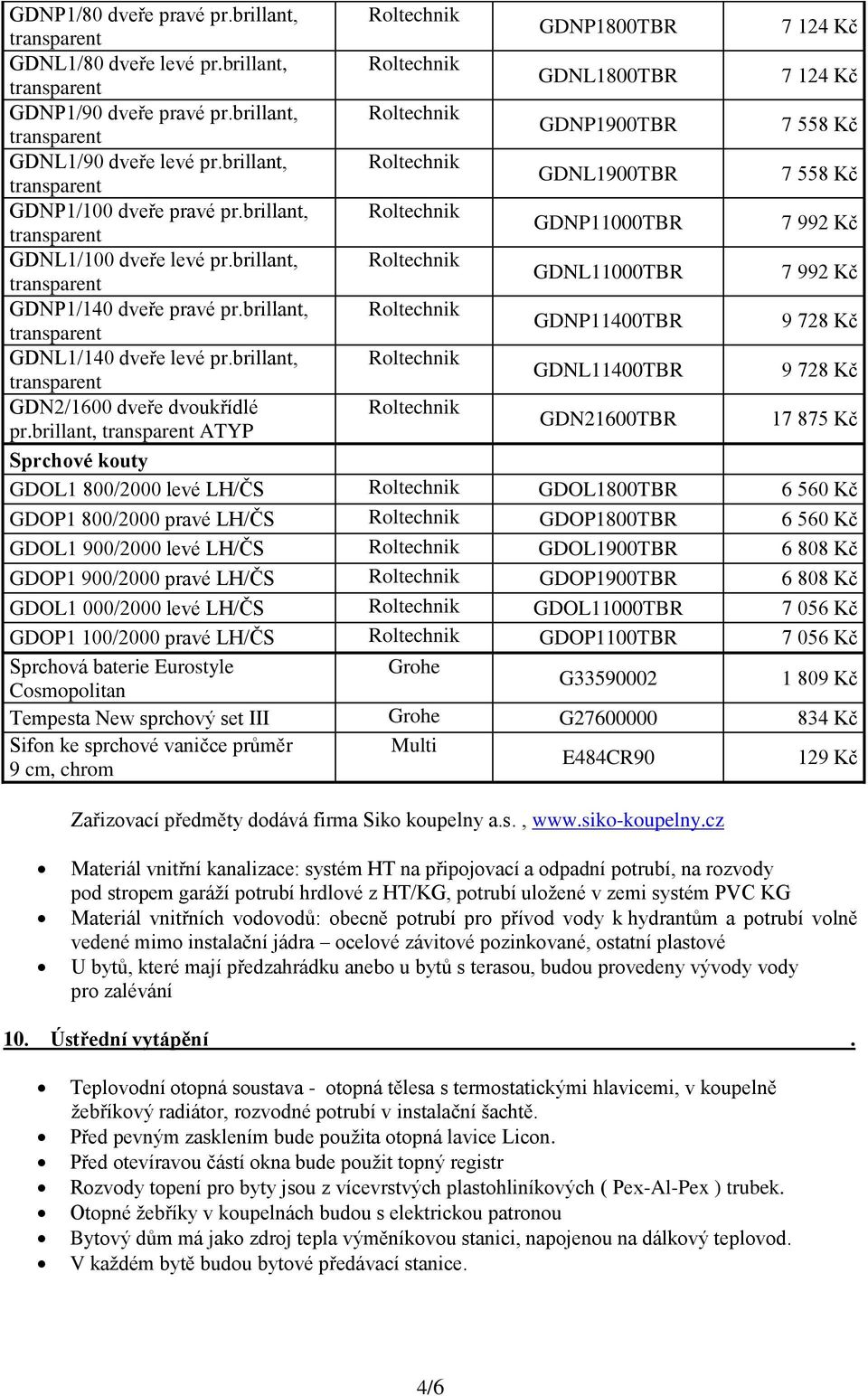 GDNP1/140 dveře pravé prbrillant, Roltechnik GDNP11400TBR 9 728 Kč GDNL1/140 dveře levé prbrillant, Roltechnik GDNL11400TBR 9 728 Kč GDN2/1600 dveře dvoukřídlé Roltechnik prbrillant, ATYP GDN21600TBR